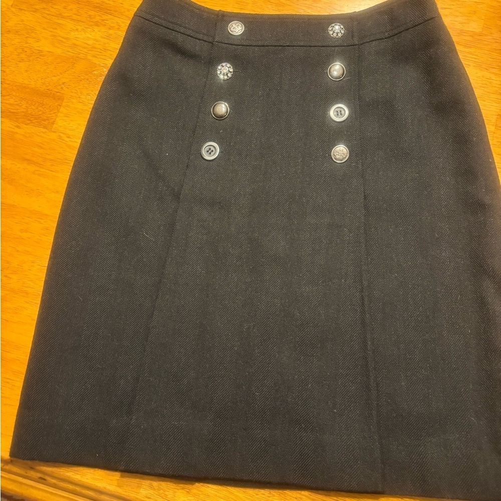 Carlisle Black Pencil Skirt with Button Accents